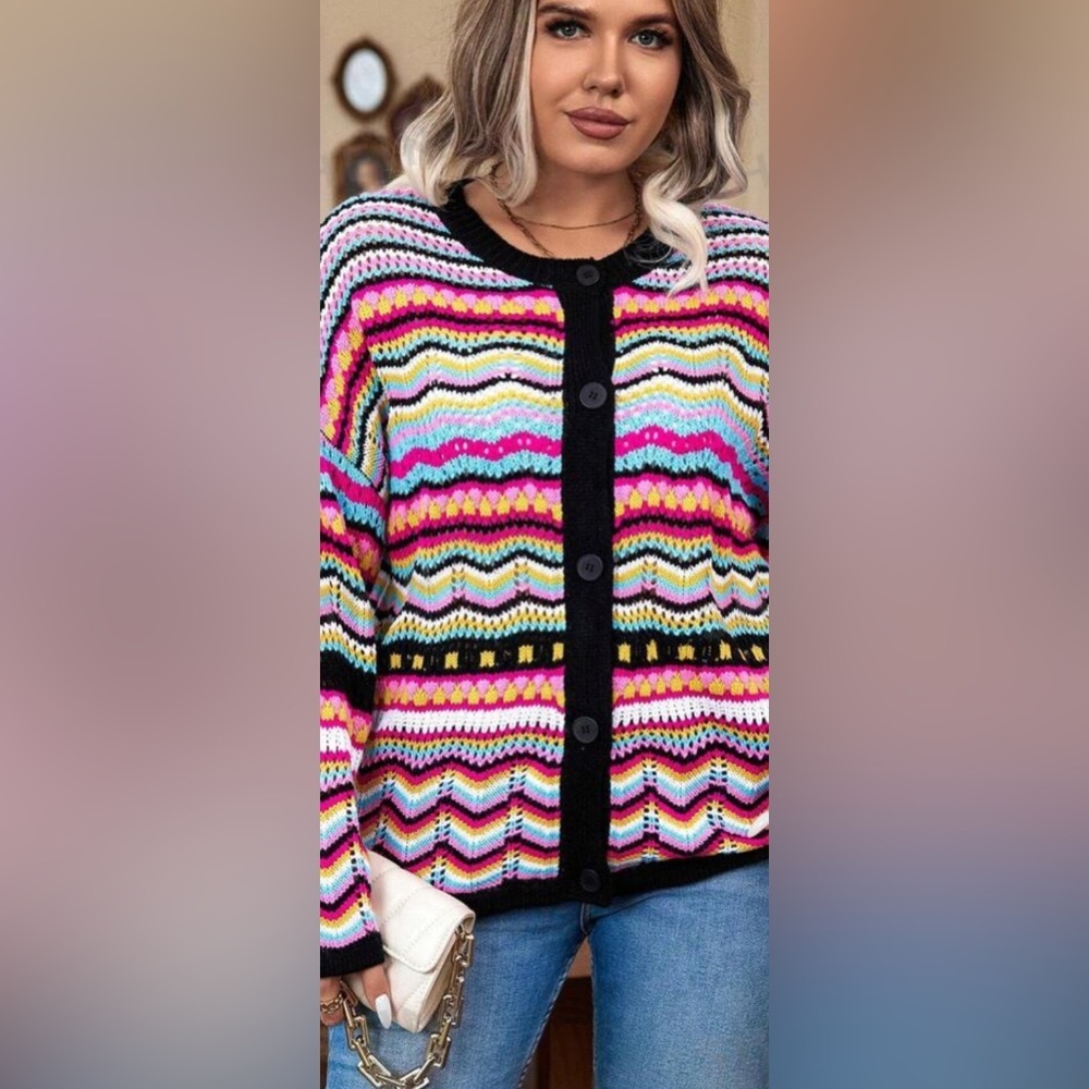 New Chevron knit Sweater Cardigan  with tulip sleeves plus 3X 🌸BG 12